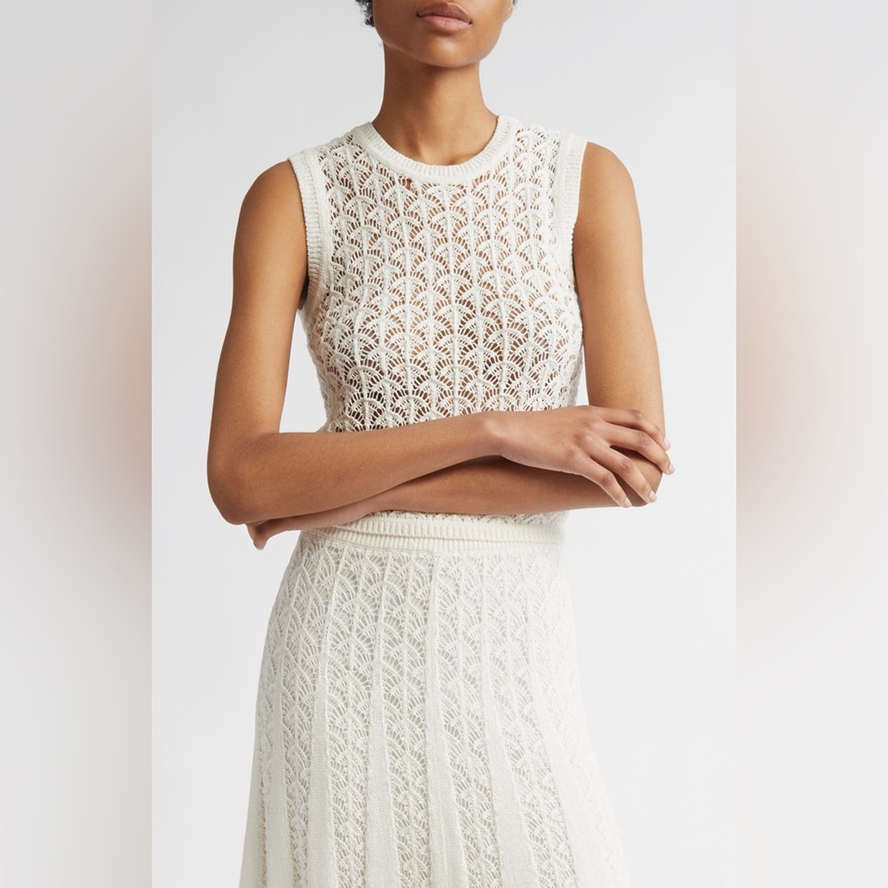 NWT $330 Zimmermann Wylie Crop Open
Stitch Cotton Tank Top Size AU 3 US 10